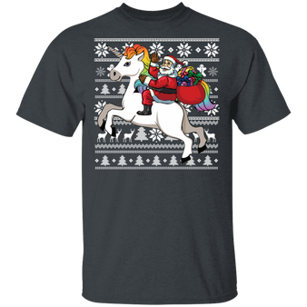 Unicorn Christmas Santa Adults Claus Unicorn T-shirt