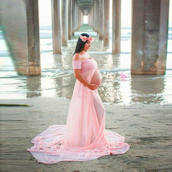 Maternity photoshoot Chiffon Off Shoulder Dress