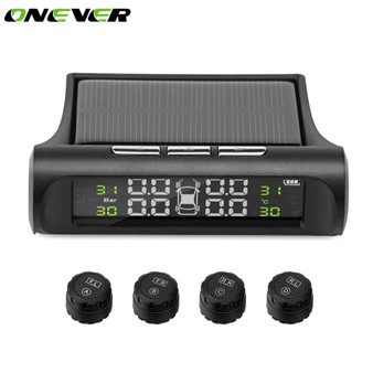 Wireless Solar Power Tire Pressure Monitoring System TPMS LCD Display Pressure Monitor With 4 External Sensor Auto Alarm System