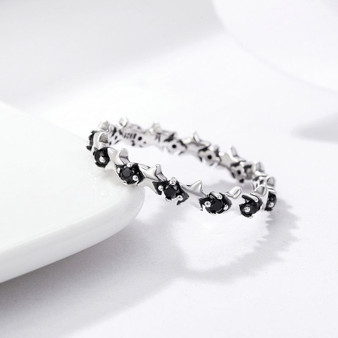 Stackable Ring Star & Heart Black CZ Finger Ring