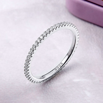 Circle Clear CZ Geometric Stackable Rings