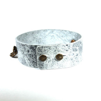 Thin Leather Cuff Luna/Brass