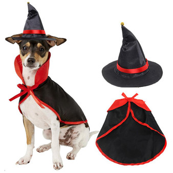 Pet Cat Cosplay Cloak Costume Horn Halloween Pet Costumes Cute Cosplay Vampire Cloak Cape Dog Cap with Cosplay Horns 40a