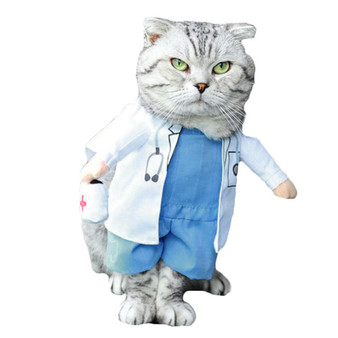 Pet Halloween Costume Dog Cat Doctor Costume Pet Doctor Clothing White Funny Cosplay Outfit Uniform