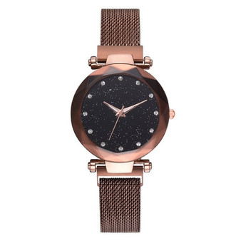 Fashionable Unique Mesh Magnet Buckle Exotic Starry Diamond Designer Luxury Ladies  Women Watch