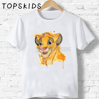 2019 Children Cute Simba Cartoon Lion King Print T-shirt Girls/Boys