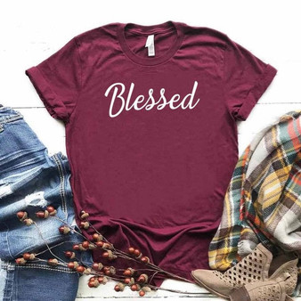 Blessed Letters Print Women tshirt Cotton Casual Funny For Girls