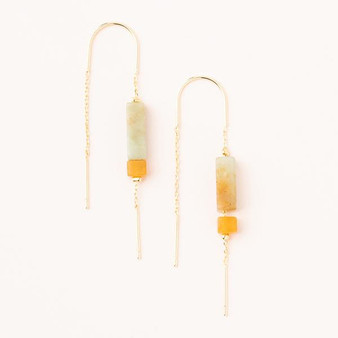 Thread Earring Amazonite/Amber/Gold