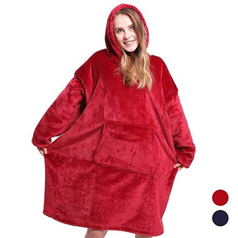 Plush Coral Fleece Blanket With Sleeves Super Soft Warm Outdoor Pocket Hoodie Adult Winter Hooded TV Blankets