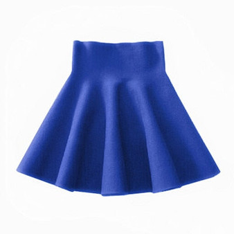 High Waist Pleated Flared Woolen Skirt