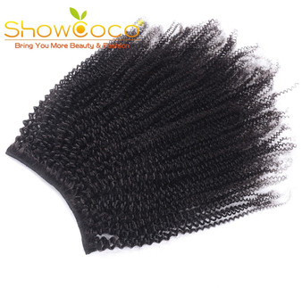 Mongolian Kinky Curly Hair 8pcs  Afro Clip in Real Human Hair Extension Machine-made Remy 125G