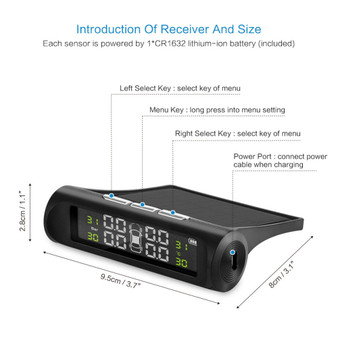 Onever TPMS Car Tire Pressure Monitoring System Solar Energy LCD Display 4 External Sensor Auto Alarm System Car electronics