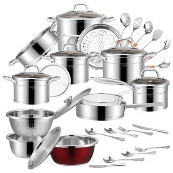 Complete 18Pcs Stainless Steel Cookware Set