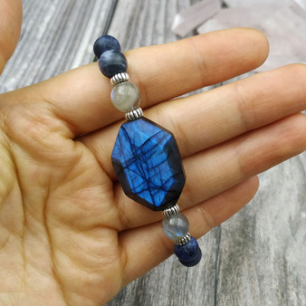 Labradorite with Sodalite Mala Bead Bracelet