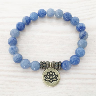 Blue Aventurine Mala Bead Bracelet