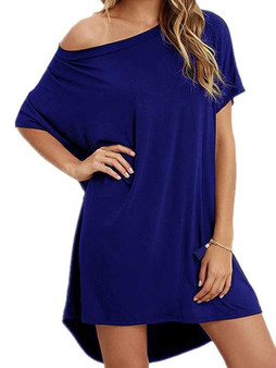 Simple Round Collar Loose Mini Casual Dress