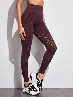 Solid Laser Cut Out Seamless Sports Leggings