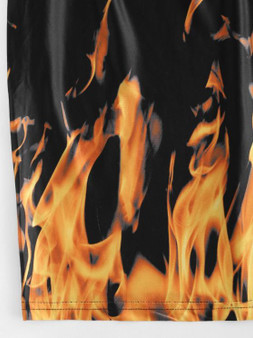 Long Sleeve Hot Flame Print Mini Dress