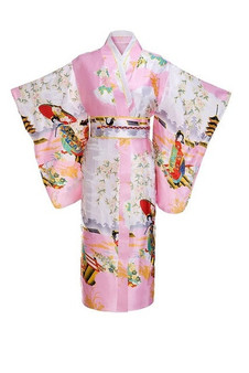 Lady Japanese Tradition Yukata Kimono With Obi Flower