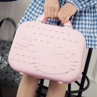 14Inch Hello Kitty Cosmetic Case Box Beauty Makeup Case Bag Organizer Cartoon Hellokitty Travel Suitcase Luggage Storage Bag