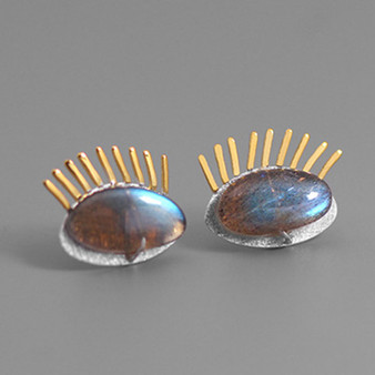 Labradorite Eye Silver Earrings