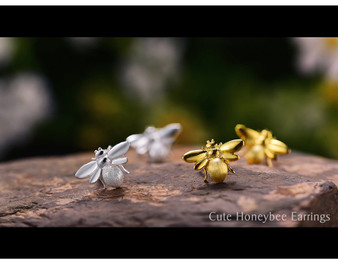 Handmade "Gold" Bee Stud Earrings