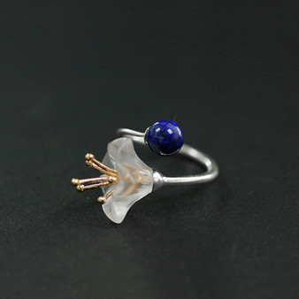 Handmade Sterling Silver White Lily Ring