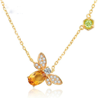 Queen Bee Citrine and Peridot Necklace