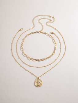 3pcs Coin Charm Necklace