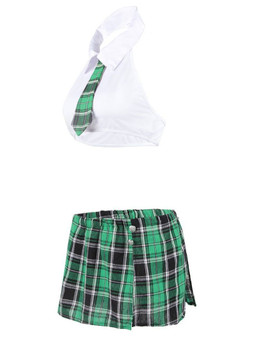 Women's Super Short Mini Plaid Skirt With Tie