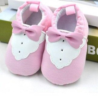 Cute Baby Shoes - White/Pink Bow Tie