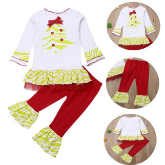 Christmas Kid Girl 2Pcs Set - Long Sleeves Shirt and Pants
