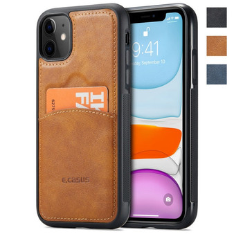 For iPhone 12 / 11 Series Case Luxury Leather Card Holder  Wallet Back Case.