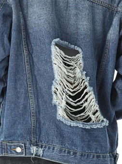 Distressed Pocket Button Up Jean Jacket