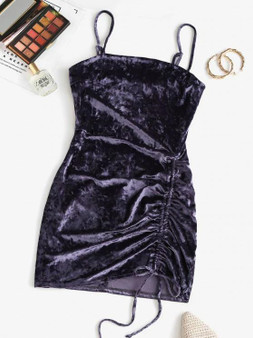 Cami Crushed Velvet Cinched Mini Dress