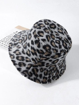 Leopard Print Fuzzy Bucket Hat