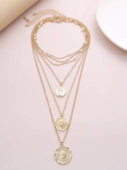 4pcs Coin Charm Necklace