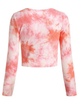 Cinched Tie Dye Ripped Crop Tee