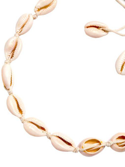 White Cowrie Shell Braided Choker Necklace