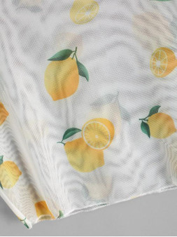 Sheer Mesh Lemon Print Crop Top