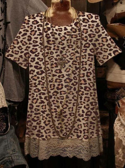 Ladies Round Neck Leopard Print Top