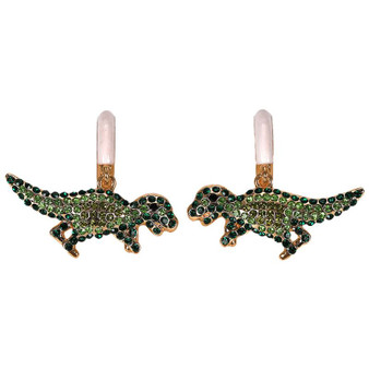 Rhinestone Dinosaur Earrings