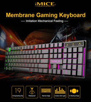 Wired Gaming Keyboard Mechanical Feeling Backlit Keyboards USB 104 Keycaps