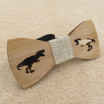 Kids Wooden Dinosaur Bow Tie