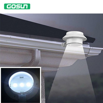 3 LED Lights Solar Powered Fence Gutter Lights, Outdoor Security Lamps