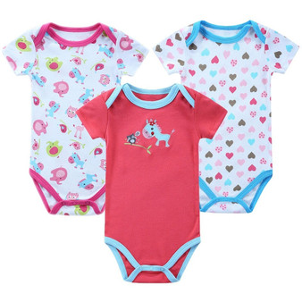 3Pcs/Lot Baby Rompers Short Sleeve 100% Cotton Newborn Baby Clothes Babies Jumpsuits