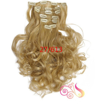 1Set Clip On Hair Extension 50cm 20inch 7pcs/set Natural Hairpieces Hair Style Wavy Curly Synthetic Clip In Hair Extensions 999