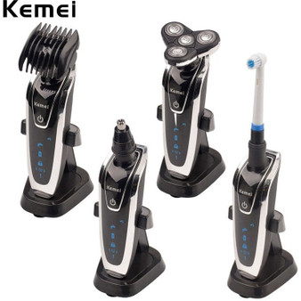 Kemei 4 in 1 Washable Men Electric Shaver Rechargeable Electric Razor Washable Nose Trimmer Beard Cutting Shaving Machine