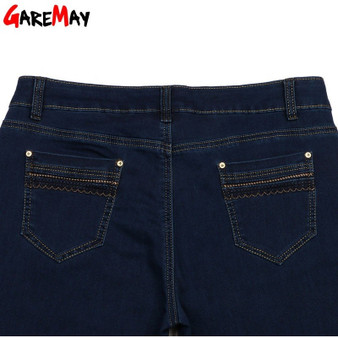 GAREMAY Cropped Jeans Female Women Summer Capris High Waist Plus Size Denim Pants Skinny Dark Blue Stretch Pants Slim New 315