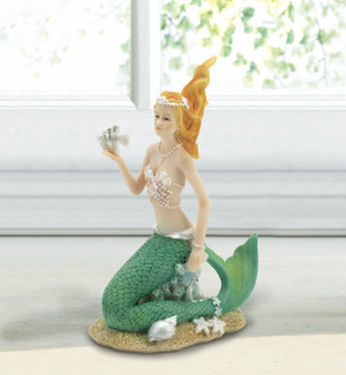 Mermaid Holding Fish Figurine